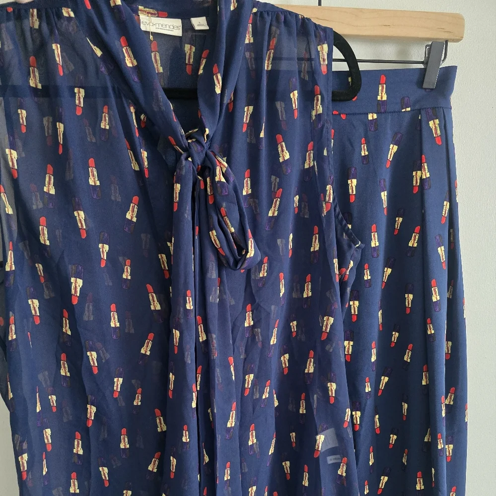 Eva Mendez NY And Company Navy Lipstick Skirt And Top Set - Picture 5 of 9